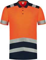 Tricorp 203007 Poloshirt High Vis Bicolor - FluororangeInk S