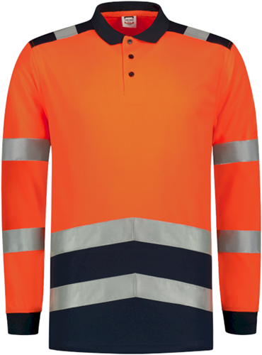 Tricorp 203008 Poloshirt High Vis Bicolor Lange Mouw - FluororangeInk XS