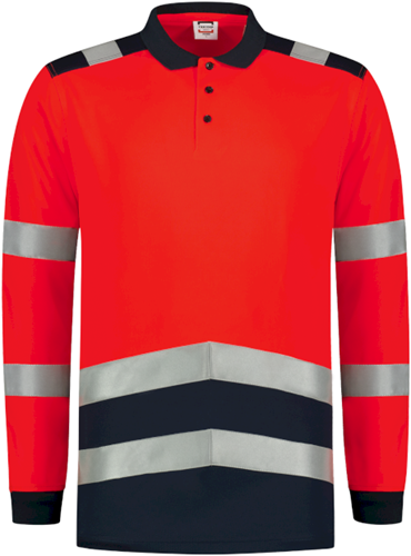 Tricorp 203008 Poloshirt High Vis Bicolor Lange Mouw - FluorredInk 3XL