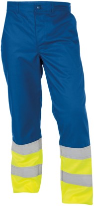 Basic Line Corona Hoge zichtbaarheidswerkbroek (10438) - KORENBLAUW/FLUOGEEL - 66