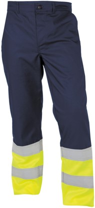 Basic Line Corona Hoge zichtbaarheidswerkbroek (10438) - MARINEBLAUW/FLUOGEEL - 56