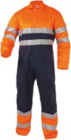 Basic Line Limoges Hoge zichtbaarheidsoverall (10437) - MARINEBLAUW/FLUO-ORANJE - XL