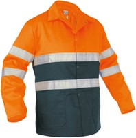 Basic Line Lins Hoge zichtbaarheidswerkvest (10439) - FLUO-ORANJE/GROEN - M