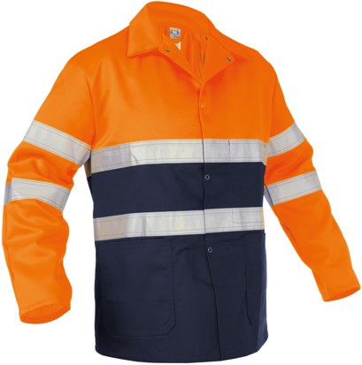 Basic Line Lins Hoge zichtbaarheidswerkvest (10439) - FLUO-ORANJE/MARINEBLAUW - S