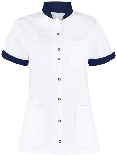 Haen High Line damesjasje Mila met tricot mouwinzet - Wit met donkerblauw contrast 3XL