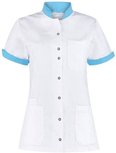 Haen High Line damesjasje Mila met tricot mouwinzet - Wit met magic azur contrast XL