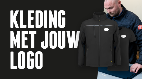 Bedrijfskleding - Voorpag - Actiebanner met vlak - Zwart