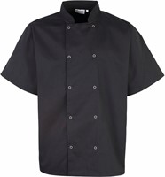 Premier PR664 Studded Front Short Sleeve Chef's Jacket - Black L