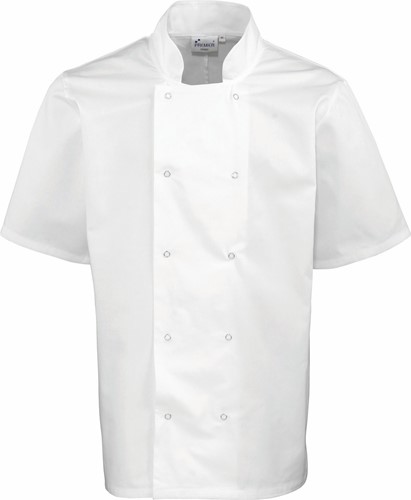 Premier PR664 Studded Front Short Sleeve Chef's Jacket - White XXL