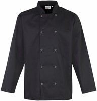 Premier PR665 Long Sleeve Press Stud Chef's Jacket - Black XS