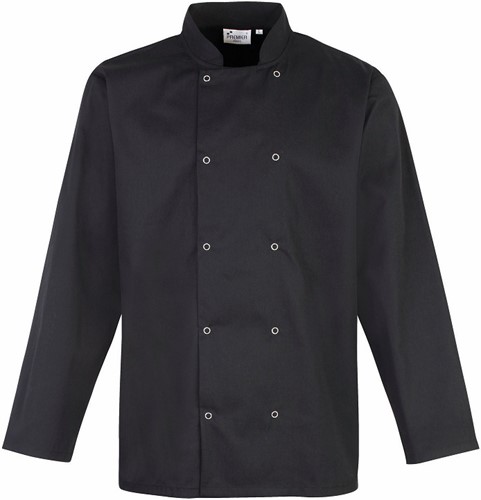 Premier PR665 Long Sleeve Press Stud Chef's Jacket - Black XXL
