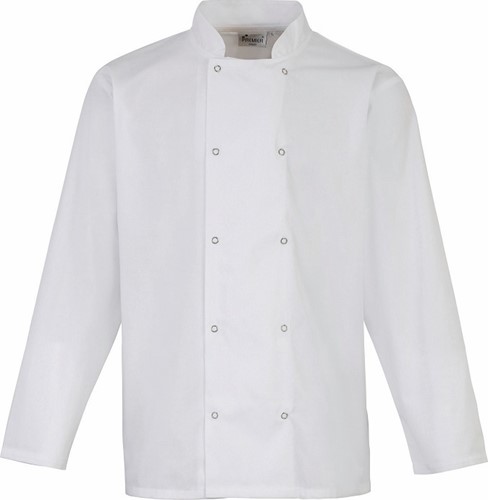 Premier PR665 Long Sleeve Press Stud Chef's Jacket - White L