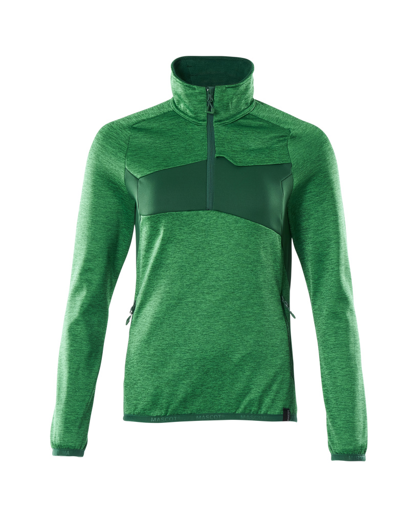 [18053-316-33303-XS] MASCOT 18053 Fleecetrui met korte rits (helder groen/groen (33303), XS)