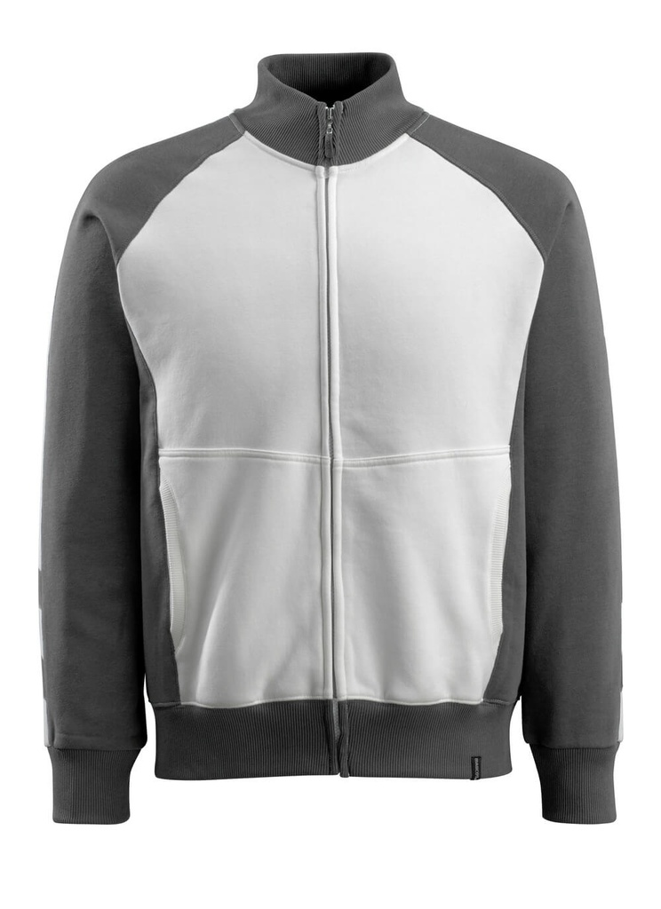 [50565-963-0618-XS] Mascot 50565 Sweatshirt met rits (wit/donkerantraciet (618), XS)