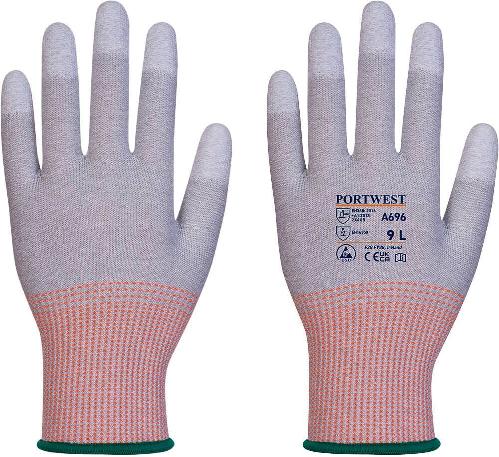 [A696G6RL] Portwest A696 LR13 ESD PU Fingertip Cut Glove (Pk12)