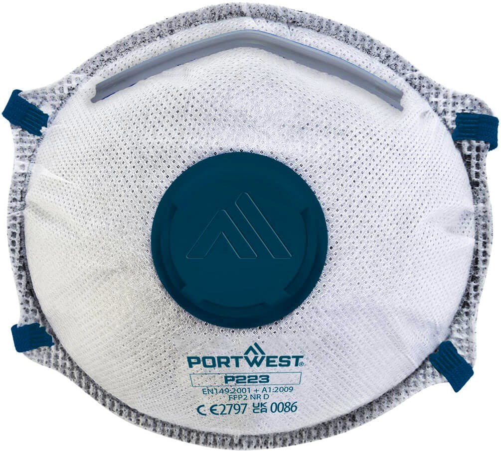[P223WHR] Portwest P223 FFP2 Carbon Valved Dolomite Respirator (Pk10)