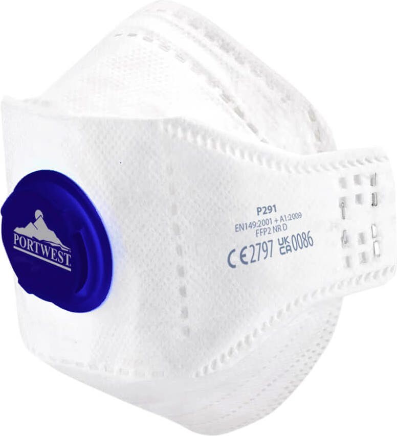 [P291WHR] Portwest P291 EAGLE FFP2 Valved Dolomite Fold Flat Respirator (Pk10)