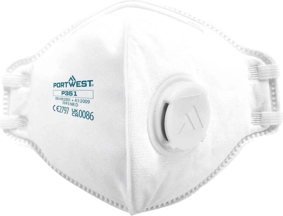 [P351WHR] Portwest P351 FFP3 Valved Dolomite Fold Flat Respirator (Pk20)