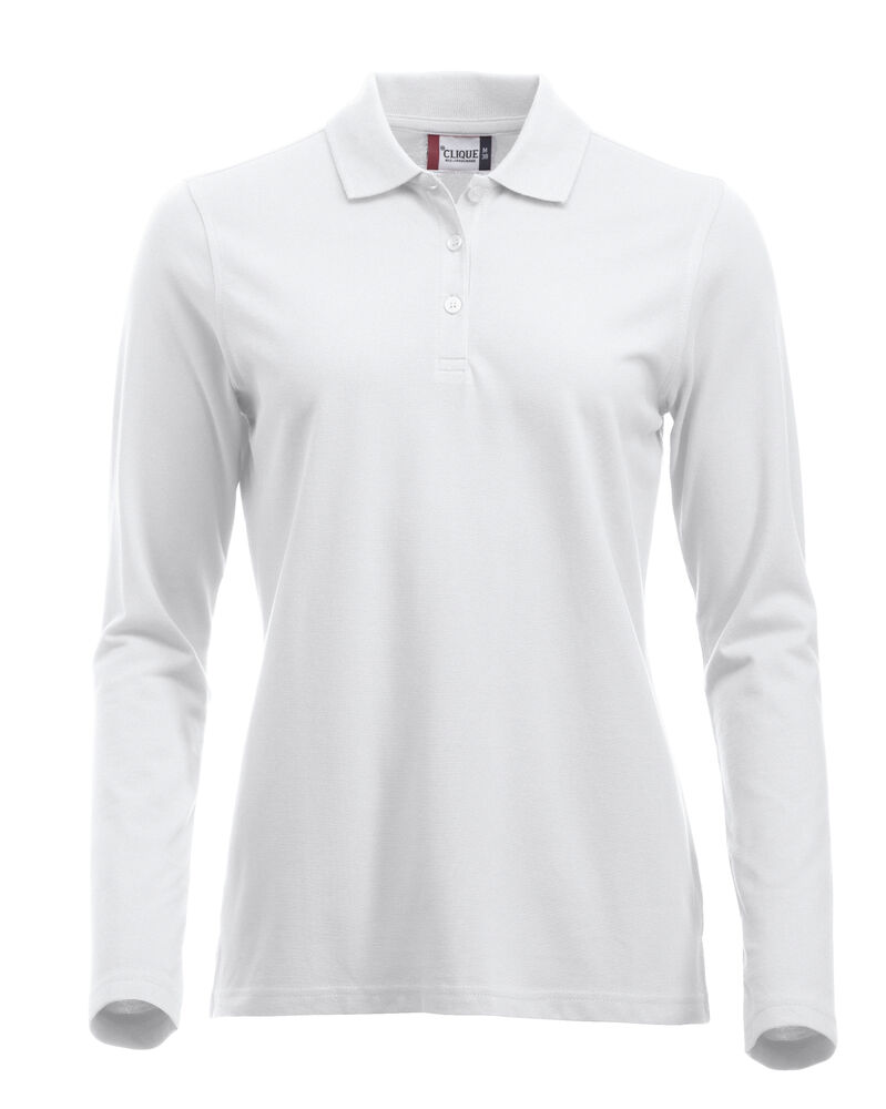 [028247-00-3] Clique 028247 Classic Marion L/S Polo (wit (0), XS)