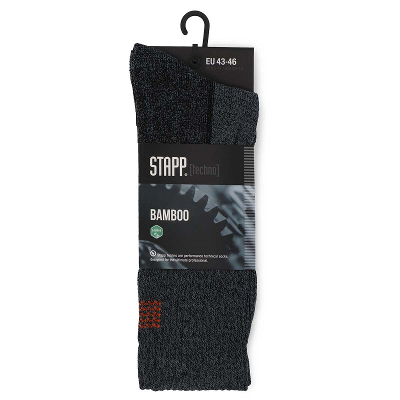 [472173] Stapp Techno Bamboo Sok 28400 Donkergrijs/Oranje (38)